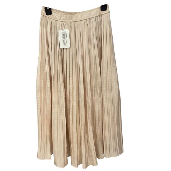 Orange Creek Pleated Skirt Size M Champagne Shimmer Flowy Modest Midi Lined - Picture 2 of 8